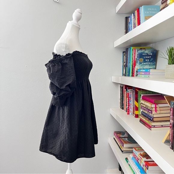 Kourt Portia Mini Dress Black Swiss Dot Classic Preppy Womens L - Picture 9 of 14